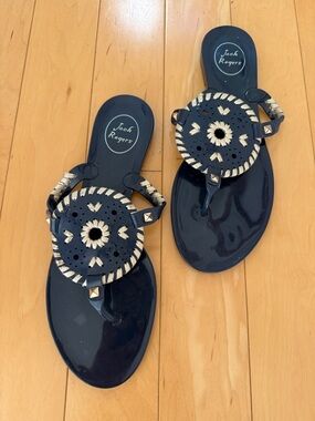 Jack Rogers Navy and Gold Jelly Sandals- NWOT